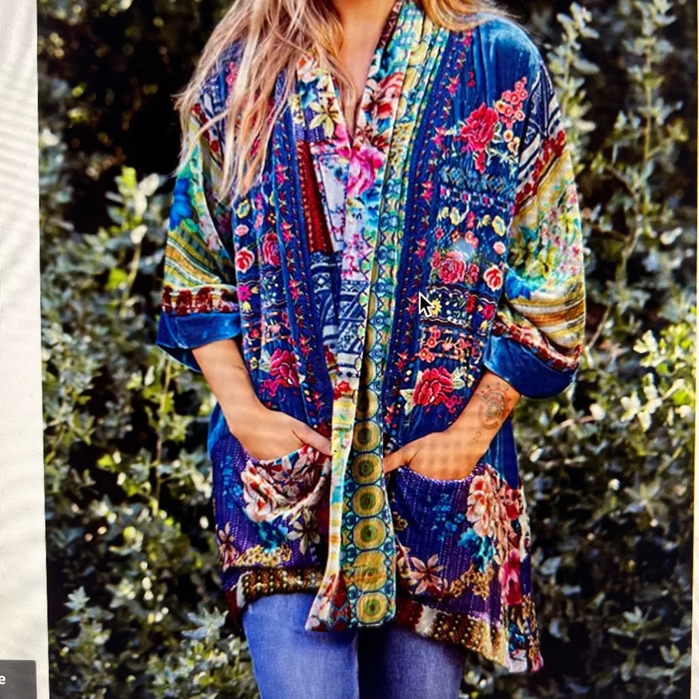 JOHNNY WAS BIZA EMBROIDERY KIMONO (LINED)  SIZE SMALL